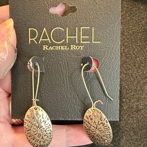 RACHEL Rachel Roy Gold Oval Engraved Drop Earrings